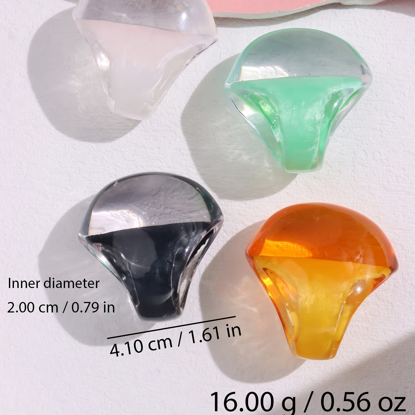 Exaggerated Solid Color Resin Ring, Retro Elegant Gift